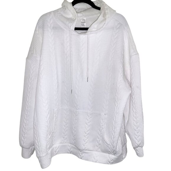 Plus Casual Cozy 100% Polyester Pocket Drop Drawstring Pullover - Picture 3 of 13